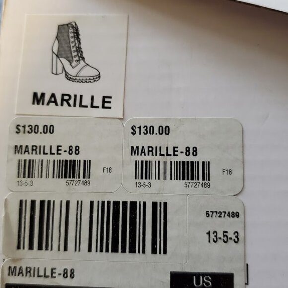 ALDO Women's Houndstooth Studded Black White Lace Up Block Heel Booties Size 7 - Picture 6 of 6